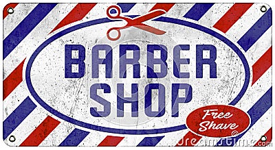 Barber Shop Vintage Tin Sign Stock Photo