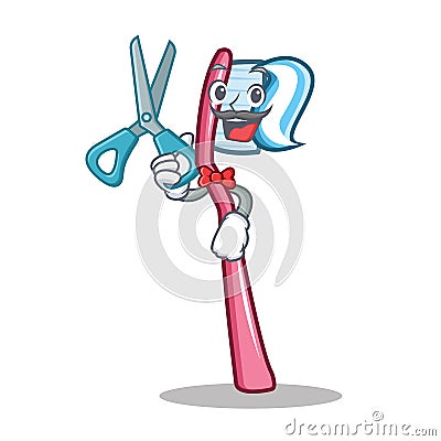 Barber toothbrush character cartoon style Vector Illustration