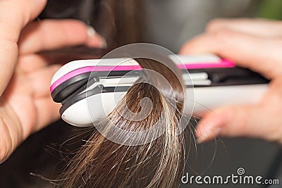 Barber work in a beauty salon Stock Photo