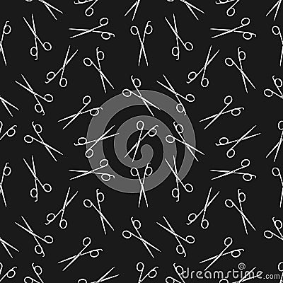 Barbershop background, seamless pattern with hairdressing scissors. Vector Illustration