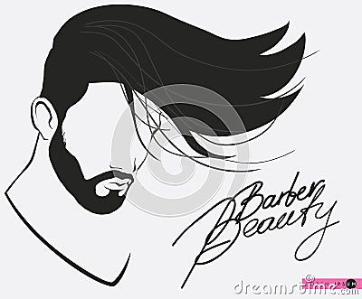 Barbershop beard Mustache Hairstyle.Hipster barbershop european man Vector Illustration