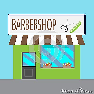 Barbershop building cartoon style Vector Illustration