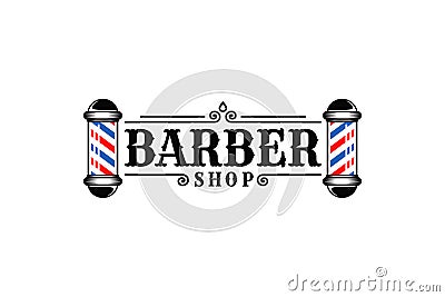 Barber pole logo design Vector Illustration
