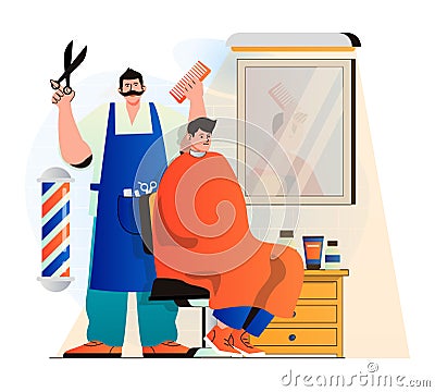 Barbershop concept in modern flat design. Vector Illustration