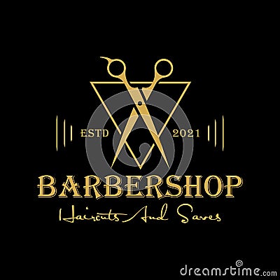 Barbershop Haircuts And Saves Logo Design Vector Template Vector Illustration