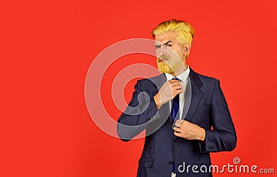 Barbershop hairdresser salon. Solution for you. Bearded hipster businessman. Services for business. Reputable manager Stock Photo