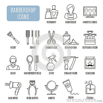 Barbershop icons. Set of vector pictogram Vector Illustration