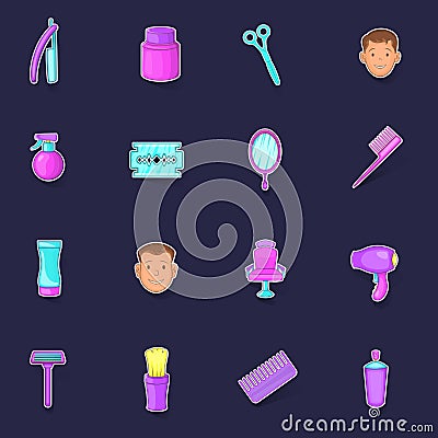 Barbershop icons set vector sticker Vector Illustration