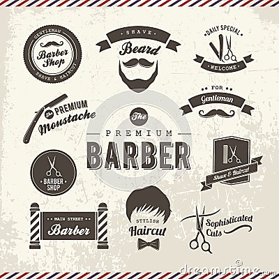 Barbershop icons. Vector illustration decorative background design Cartoon Illustration