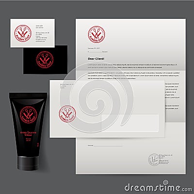 Barbershop logo and identity. Men`s cosmetics logo emblem. Corporate style. Vector Illustration