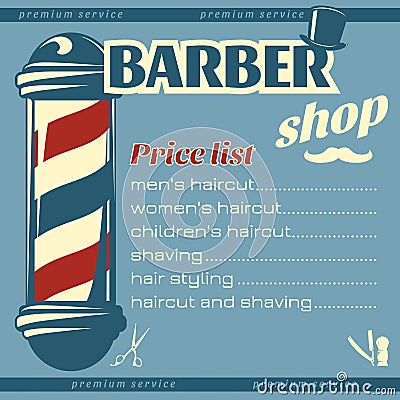 Barbershop Price List Template Vector Illustration