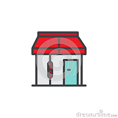 Barbershop store filled outline icon Vector Illustration