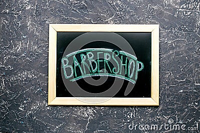 Barbershop table in men cosmetic concept on gray background top view mock-up Stock Photo