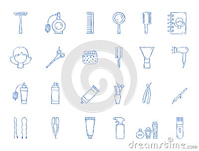 Barbershop tool icons Vector Illustration