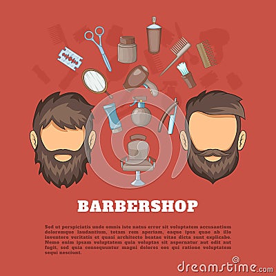 Barbershop tools concept, cartoon style Vector Illustration