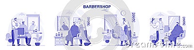 Barbershop web illustrations Vector Illustration