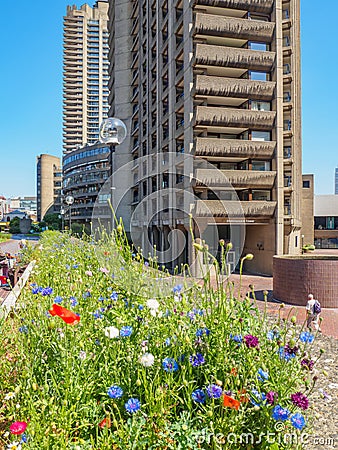 The Barbican Centre in London is one of the most popular and famous examples of Brutalist architecture in the world. Stock Photo