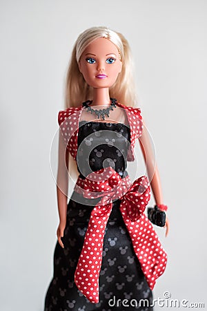 Barbie doll in evening wear with a red sash Editorial Stock Photo