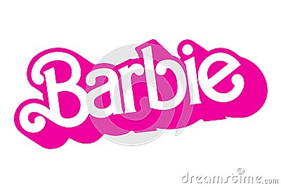 Barbie doll logo. Barbie is a fashion doll made by Mattel Vector Illustration