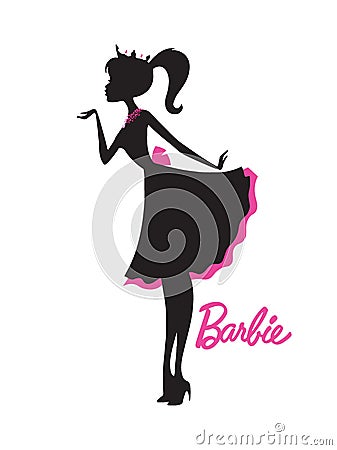 Barbie doll princess silhouete isolated vector logo color icon editorial Vector Illustration