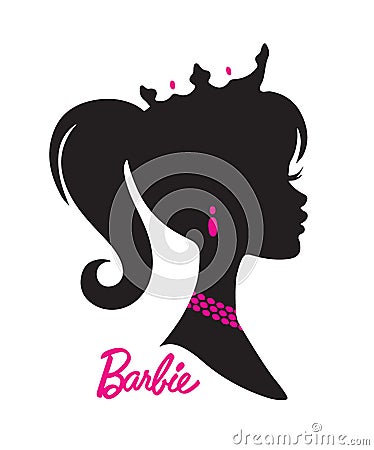 Barbie doll princess silhouete logo vector color icon editorial Vector Illustration