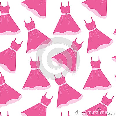 barbiecore dress pink doll girl play clothes Vector Illustration