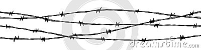 Barbwire fence background. Hand drawn vector illustration in sketch style. Design element for military, security, prison, slavery Vector Illustration