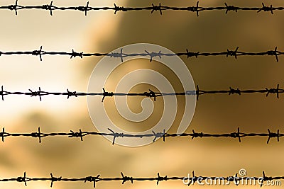 Barbwire fence Stock Photo