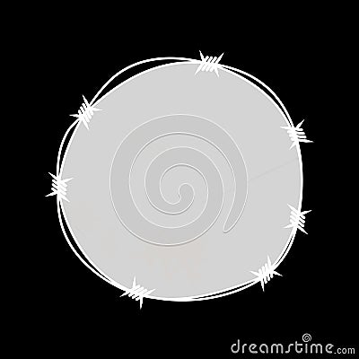 Barbwire circular border copy space on black Vector Illustration