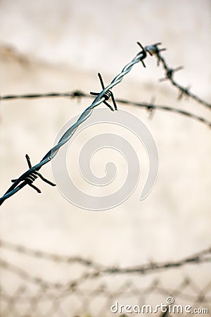 Barbwired fence Stock Photo