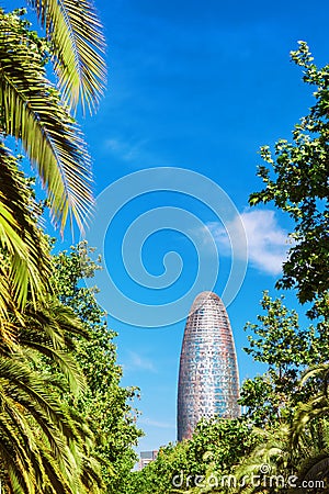 Barcelona - April,18: Torre Tower Agbar on Technological District in Barcelona, Spain Editorial Stock Photo