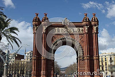 Barcelona, arch of trium Editorial Stock Photo