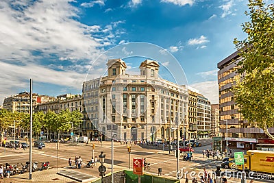 Aerial view of Passeig de Gracia, Barcelona, Catalonia, Spain Editorial Stock Photo