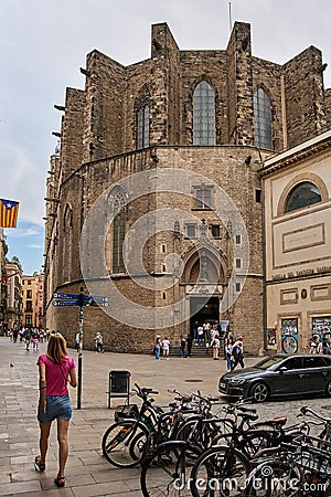 Barcelona - August 31, 2023: Facade of the Capella del Santissim Sagrament Editorial Stock Photo