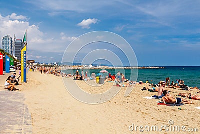 Barcelona. Barceloneta Beach Editorial Stock Photo