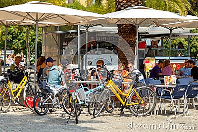 Barcelona. Barceloneta Beach Editorial Stock Photo