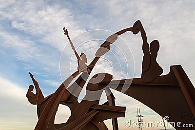 Barcelona, barceloneta seafront, sculpture Olympics 1992 Editorial Stock Photo