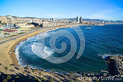 Barcelona beach (Barceloneta) Stock Photo