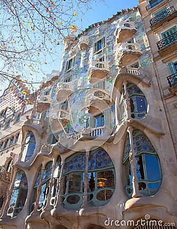 Barcelona Casa Batllo facade of Gaudi Editorial Stock Photo