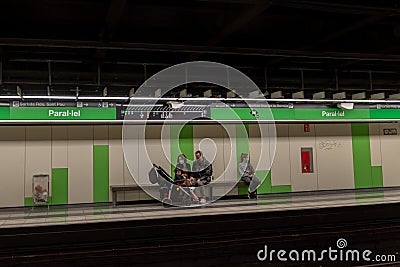 People in Metro of Barcleona without tourists in times of the Covid in 2021 Editorial Stock Photo