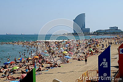 Barcelona 32c AND 91f HEATWAVES IN BARCELONA TODAY Editorial Stock Photo
