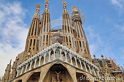 Famous Antonio Gaudi Sagrada Familia Cathedral Editorial Stock Photo