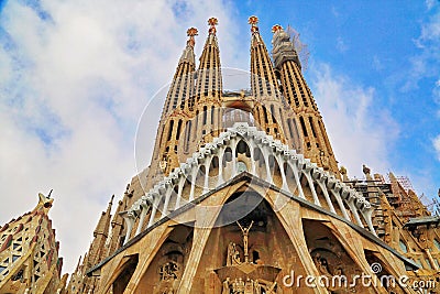 Famous Antonio Gaudi Sagrada Familia Cathedral Editorial Stock Photo