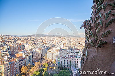 Barcelona City, Spain. View from Sagrada FamÃ­lia. Editorial Stock Photo