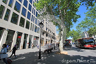 Neighbourhood, town, transport, tree, city, mixed, use, street, car, downtown, vehicle, pedestrian, road, plant, building, family, Editorial Stock Photo