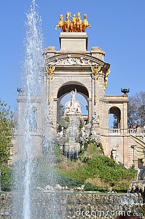 Barcelona ciudadela park lake fountain Stock Photo