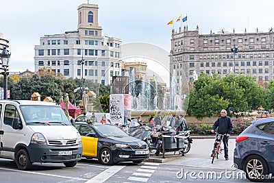 BAnco Central in Catalonia Square on December 18,2018 in Barcelona, Spain.Catalonia Square is a large square in Barcelona where th Editorial Stock Photo