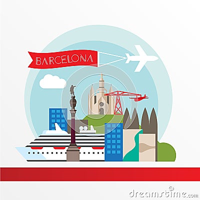 Barcelona detailed silhouette. Trendy vector illustration, flat style Vector Illustration