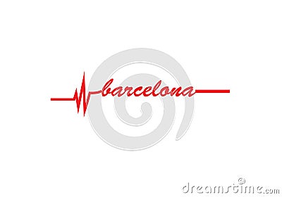 Barcelona heart rate pulse love symbol city Vector Illustration