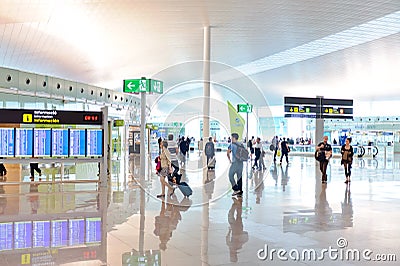 Barcelona International Airport interior Editorial Stock Photo